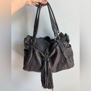 Young Drake Brown Soft Leather Tassel Shoulderbag
